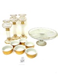 Antique assorted glass and porcelain gold trimmed pieces