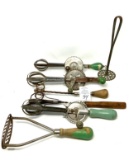 Antique beaters and mashers green handles