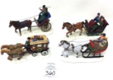 Vintage resin horse and sleigh figurines