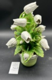 Vintage ceramic white tulips