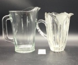 Two vintage glass pitchers