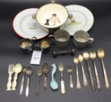 Antique baby dishes and silverware