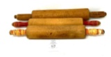 Three antique wooden rolling pins