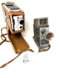 Two vintage movie cameras, Brownie and Bell & Howell
