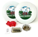 Vintage Creston Iowa commemorative plates paper weights and advertising bank