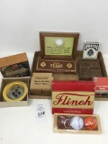 Assorted vintage toys/games, playing cards, ash trays