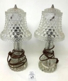 Two antique electrified glass lamps