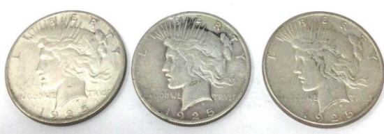 1925 Peace Silver Dollars (3)