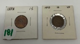 1883 and 1893 Indian Head Cents
