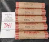 1950s D Wheat Pennies (5 Rolls)