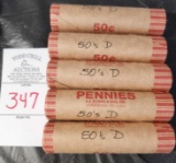 1950s D wheat pennies (5 Rolls)