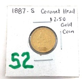1887-S Coronet Head $2.50 Gold Coin