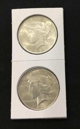 2 - 1924 Peace Silver Dollars