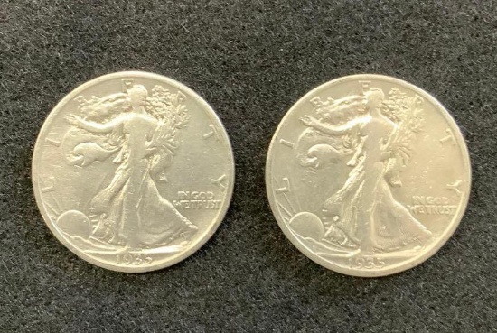 2 - 1935 Walking Liberty Half Dollars
