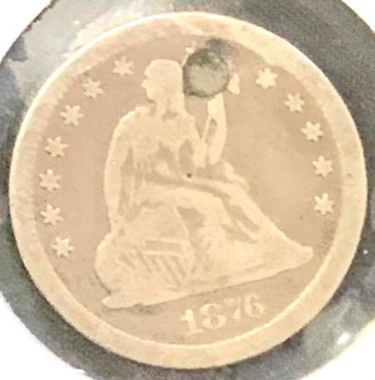 1876-CC Seated Liberty Quarter