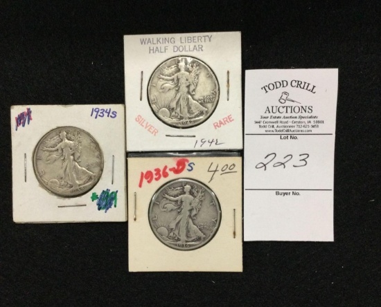 3 - Walking Liberty Half Dollars