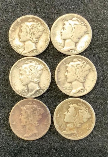 6 - Mercury Dimes Mixed Years