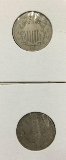 1868 Shield and 18?? Liberty Head Nickels