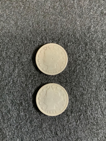 1903 and 1905 Liberty Head Nickels