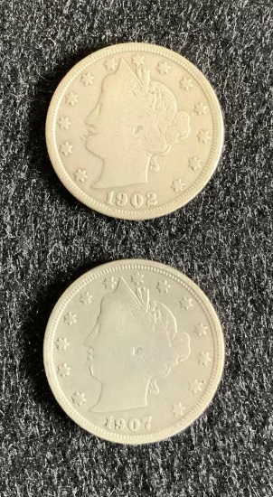 1902 and 1907 Liberty Head Nickels
