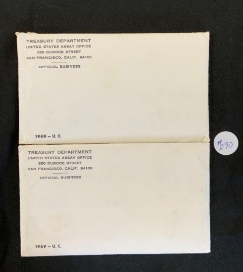 2 - 1969 United States Treasury Uncirculated Mint Sets