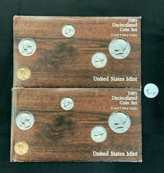 2 -1985 United States Treasury Uncirculated Mint Sets