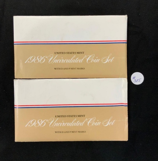 2 - 1986 United States Treasury Uncirculated Mint Sets