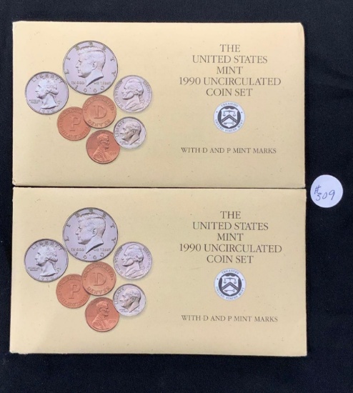 2 - 1990 United States Treasury Uncirculated Mint Sets