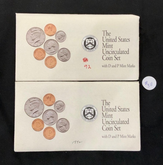 2 1992 United States Treasury Uncirculated Mint Sets