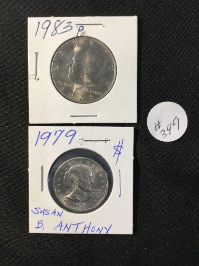 Susan B Anthony Dollar and 1983-P Kennedy Half