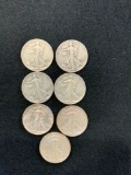 7 - 1943 Walking Liberty Half Dollars