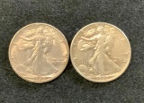 2 - 1947 Walking Liberty Half Dollars