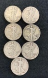 7 - Walking Liberty Half Dollars