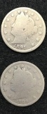 1891 and 1899 Liberty Head Nickels