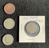 1900 1909 and 1911 Liberty Head Nickels