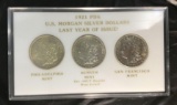 3 -1921 PDS Morgan Silver Dollars