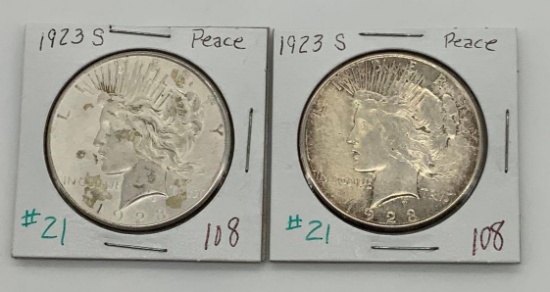2 - 1923-S PEACE SILVER DOLLARS