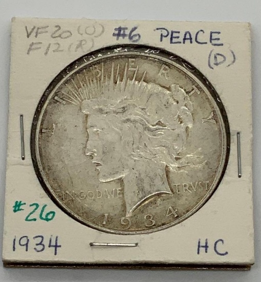 1934 PEACE SILVER DOLLAR