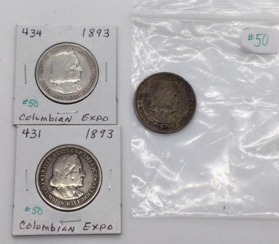3 - 1893 COLUMBIAN EXPOSITION HALF DOLLARS