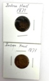 1871 & 1873 INDIAN HEAD PENNIES