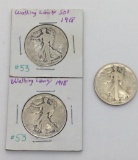 3 -1918 WALKING LIBERTY HALF DOLLARS