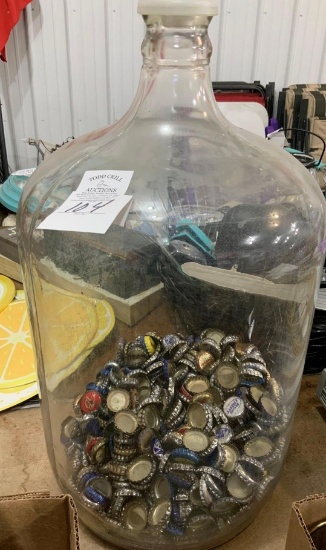 Large glass water bottle with caps