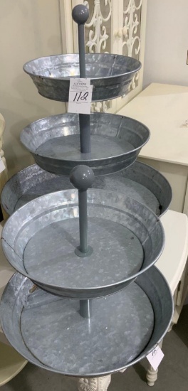 Two tin tiered trays