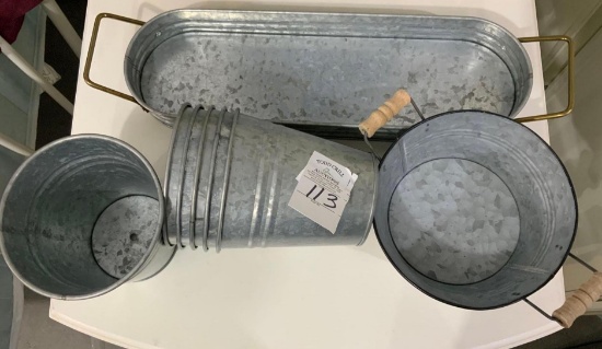 Tin party decor buckets