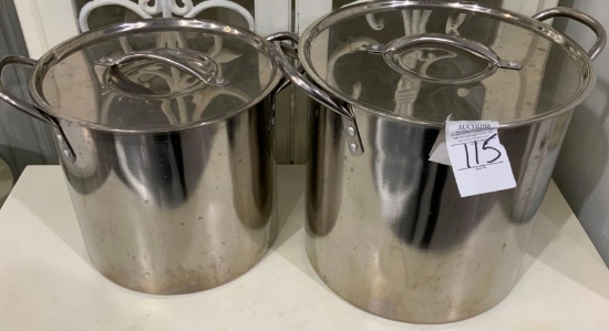 Two stainless pots w/ lids