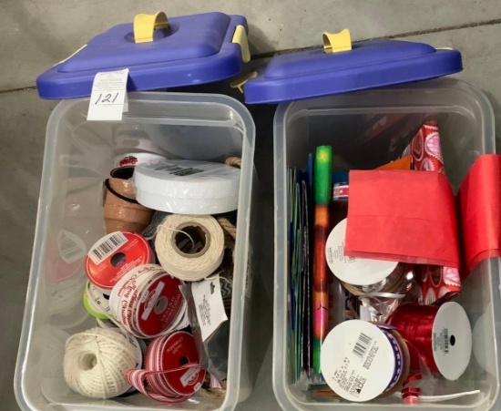 Two totes of craft items and bags