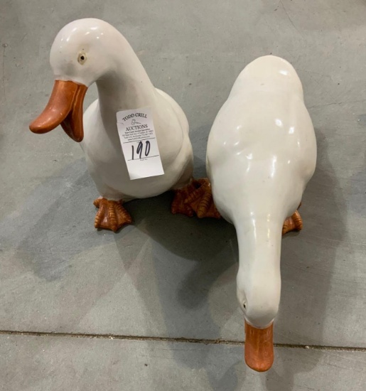 Two ceramic geese