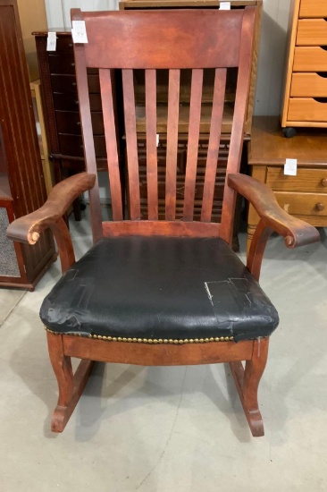 Wooden slat back rocker