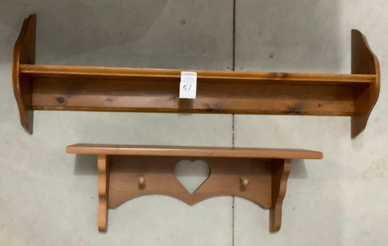 Two wooden shelves