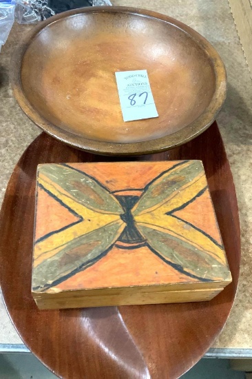 Wooden box and bowls